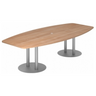 Conferentietafel KARAT S 28 S met walnoothouten blad en twee zilverkleurige kolompoten van hjh OFFICE PRO