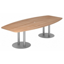 Conferentietafel KARAT S 28 S met walnoothouten blad en twee zilverkleurige kolompoten van hjh OFFICE PRO