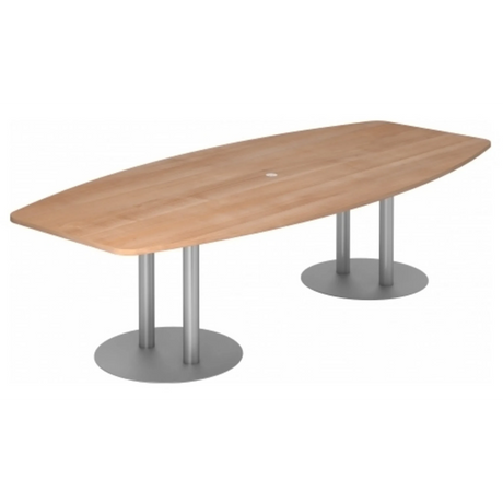Conferentietafel KARAT S 28 S met walnoothouten blad en twee zilverkleurige kolompoten van hjh OFFICE PRO