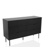 Zwart Dressoir KARBY S met geribbelde fronten en zes lades van hjh LIVING