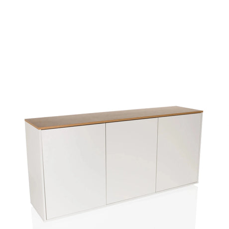 Dressoir KELO S in wit met een eikenkleurige plaat en drie deuren van hjh LIVING