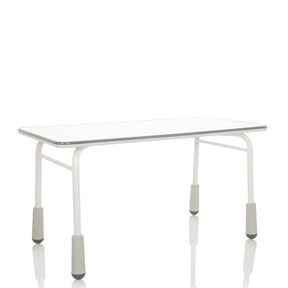 Lichtgrijs Kinder bureau KID GRO T met wit tafelblad en stevige poten van hjh OFFICE