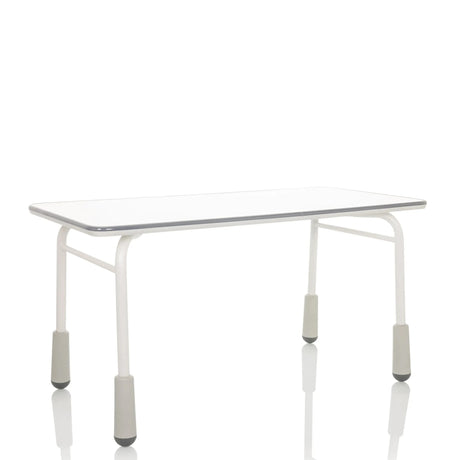 Lichtgrijs Kinder bureau KID GRO T met wit tafelblad en stevige poten van hjh OFFICE