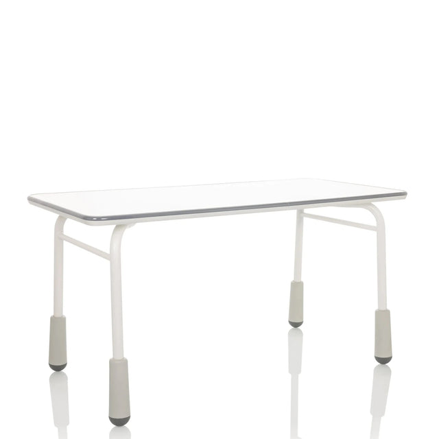Lichtgrijs Kinder bureau KID GRO T met wit tafelblad en stevige poten van hjh OFFICE
