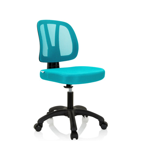 Turquoise Kinder bureaustoel KID YU 200 met netrugleuning en zwart onderstel van hjh OFFICE