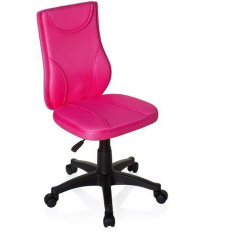 Roze Kinder bureaustoel KIDDY BASE met netbespanning en zwart kruisvoet met zwenkwielen van hjh OFFICE