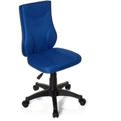 Blauwe Kinder bureaustoel KIDDY BASE met stoffen bekleding en zwart kruisvoet met wieltjes van hjh OFFICE