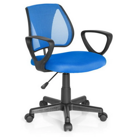 Blauwe Kinder bureaustoel KIDDY CD met netrugleuning en zwarte armleuningen van hjh OFFICE