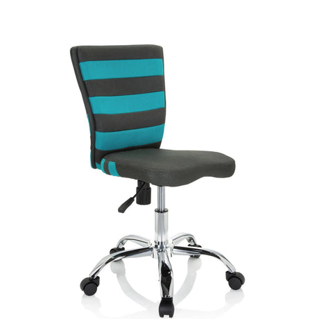 Kinder bureaustoel KIDDY COMFORT I in grijs en turquoise met netbespanning en glanzend kruisvoet van hjh OFFICE