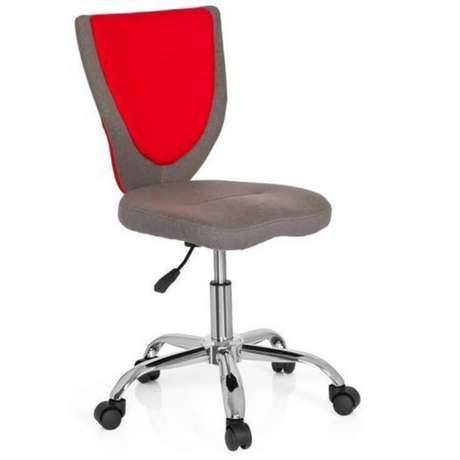 Kinder bureaustoel KIDDY COMFORT in grijs en rood met glanzende metalen voet en wieltjes van hjh OFFICE