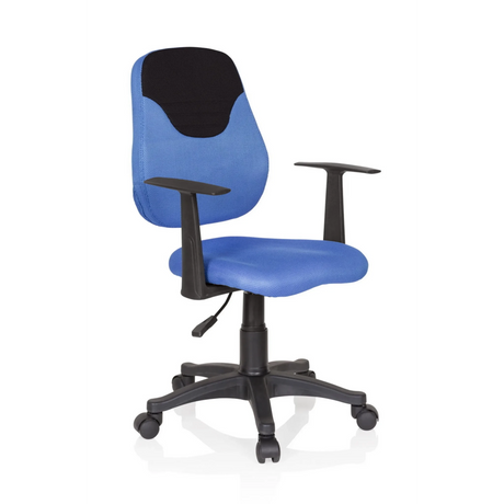 Blauw-zwarte Kinder bureaustoel KIDDY STYLE met netbespanning en armleuningen van hjh OFFICE
