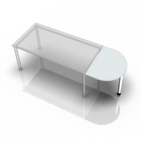 Grijs bureau KONTOR KA 60 met een afgerond tafelblad en zilverkleurige poten van hjh OFFICE PRO
