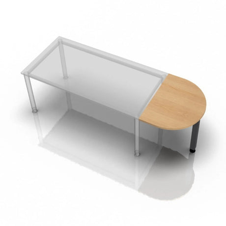 Bijzettafel LA60 G / LA80 G / LA160 G met halfronde plaat in eikenlook en zilverkleurige poten van hjh OFFICE PRO
