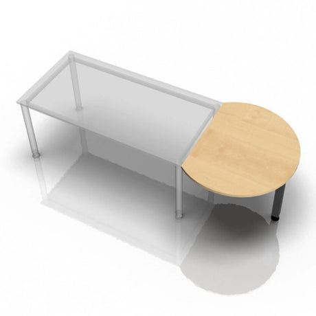 Bijzettafel LA60 G / LA80 G / LA160 G met een licht esdoornen oppervlak en een halfrond blad van hjh OFFICE PRO