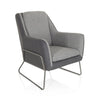 Lichtgrijze gestoffeerde fauteuil LAGUN met donkergrijze accenten en een grijs metalen frame van hjh OFFICE