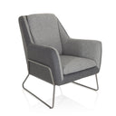 Lichtgrijze gestoffeerde fauteuil LAGUN met donkergrijze accenten en een grijs metalen frame van hjh OFFICE