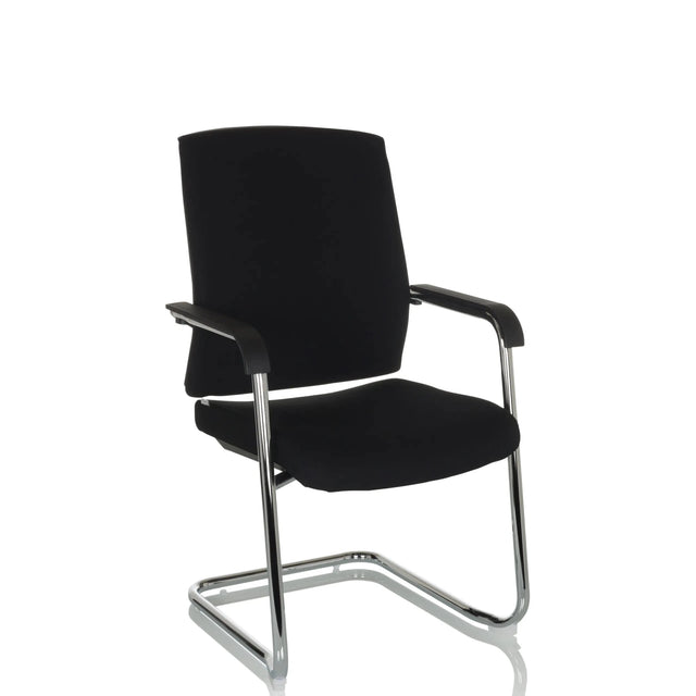 Zwarte Vergaderstoel LEVIA VP met bekleding en verchroomd frame van hjh OFFICE