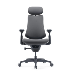 High end bureaustoel LiberNovo Omni Gen in donkergrijs met hoofdsteun en armleuningen van Libernovo