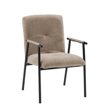 Lifea Flex fauteuil met bruine stoffen bekleding en zwart metalen frame van hjh LIVING