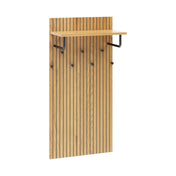 Wandkapstok LINNO SPACE in eikenlook met zwarte legplank en zes haken van hjh LIVING