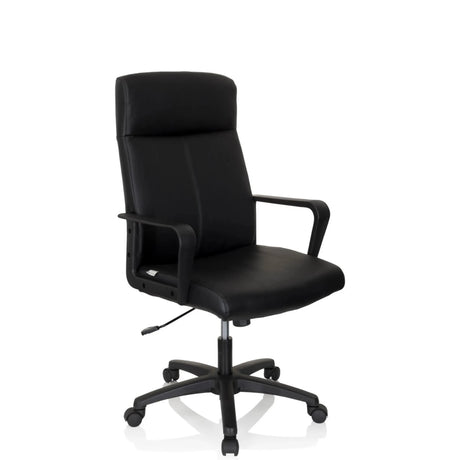 Zwarte Professionele directiestoel LISSO met kunstlederen bekleding en armleuningen van hjh OFFICE