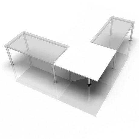 Trapezvormige bureautafel LT12 met wit blad en zilverkleurige poten van hjh OFFICE PRO