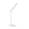 Witte bureaulamp Lumanova D1 met smalle lampkop en platte voet van hjh OFFICE