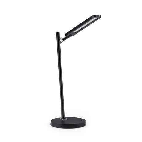 Zwarte bureaulamp Lumanova D2 met slanke voet en verstelbare lampkop van hjh OFFICE
