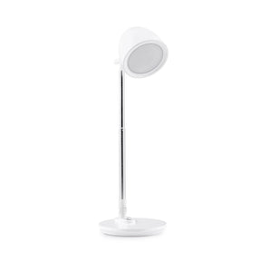 Witte bureaulamp Lumanova D3 met slanke voet en ronde lampenkap van hjh OFFICE