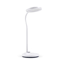 Witte bureaulamp Lumanova D5 met ronde lampenkap en gebogen voet van hjh OFFICE