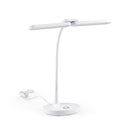Witte bureaulamp Lumanova D6 met flexibele hals en ronde voet van hjh OFFICE