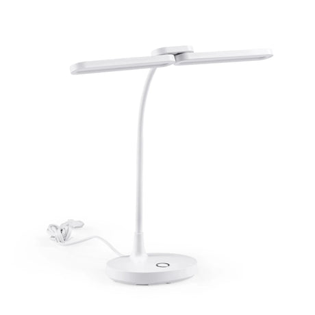 Witte bureaulamp Lumanova D6 met flexibele hals en ronde voet van hjh OFFICE