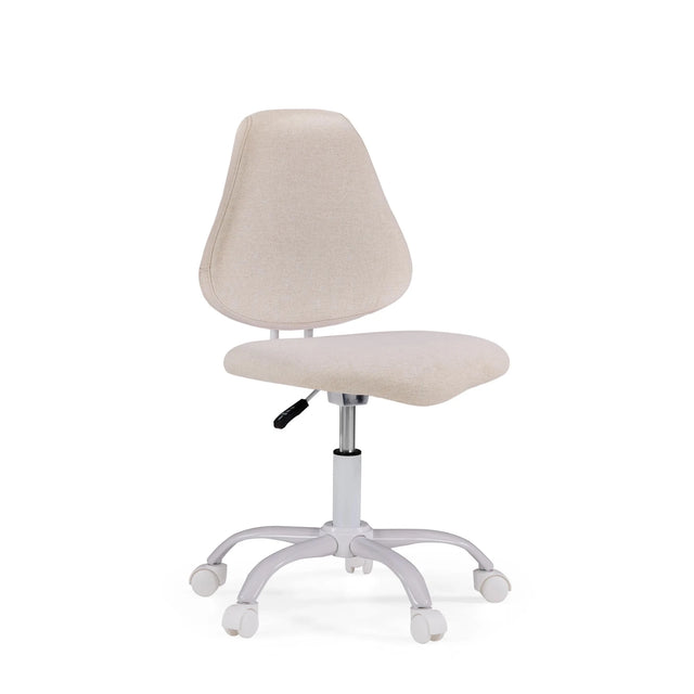 Beige kinder bureaustoel Lumikid met wit onderstel en vijf zwenkwielen van hjh OFFICE
