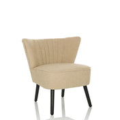 Beige lounge stoel MANISO met gestructureerde stoffen bekleding en zwarte poten van hjh LIVING