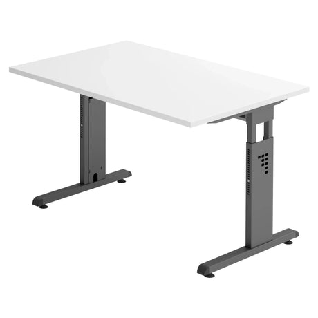 Hoogteverstelbaar bureau MEGA 12 G met wit tafelblad en grafietkleurig onderstel van hjh OFFICE PRO
