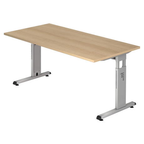 Hoogteverstelbaar bureau MEGA 16 S in eikenlook met zilveren frame van hjh OFFICE PRO