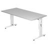 Hoogteverstelbaar bureau MEGA 16 W met grijs tafelblad en wit onderstel van hjh OFFICE PRO