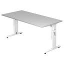 Hoogteverstelbaar bureau MEGA 16 W met grijs tafelblad en wit onderstel van hjh OFFICE PRO