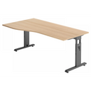 Hoogteverstelbaar bureau MEGA 18 G in eikenlook met grafietgrijs frame van hjh OFFICE PRO