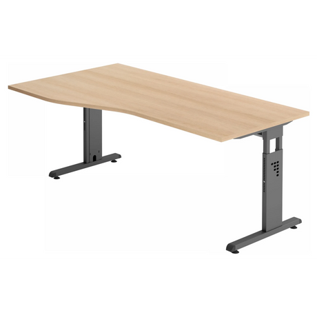 Hoogteverstelbaar bureau MEGA 18 G in eikenlook met grafietgrijs frame van hjh OFFICE PRO