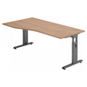 Hoogteverstelbaar bureau MEGA 18 G in walnoot-look met grafietkleurig frame van hjh OFFICE PRO