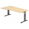 Hoogteverstelbaar bureau MEGA 18 G met esdoornhouten blad en grafietkleurig frame van hjh OFFICE PRO