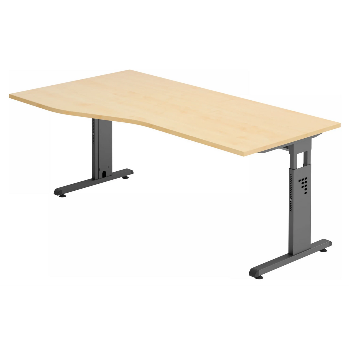 Hoogteverstelbaar bureau MEGA 18 G met esdoornhouten blad en grafietkleurig frame van hjh OFFICE PRO