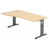 Hoogteverstelbaar bureau MEGA 18 G met esdoornhouten blad en grafietkleurig frame van hjh OFFICE PRO