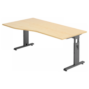 Hoogteverstelbaar bureau MEGA 18 G met esdoornhouten blad en grafietkleurig frame van hjh OFFICE PRO