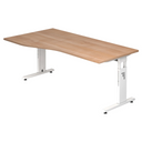 Hoogteverstelbaar bureau MEGA 18 W met walnootkleurig blad en wit onderstel van hjh OFFICE PRO