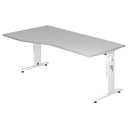 Hoogteverstelbaar bureau MEGA 18 W met grijs tafelblad en wit onderstel van hjh OFFICE PRO