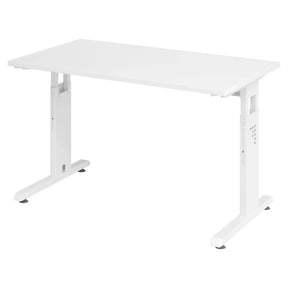 Hoogteverstelbaar bureau MEGA 612 W in de kleur wit met een rechthoekig blad van hjh OFFICE PRO