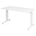 Hoogteverstelbaar bureau MEGA 614 W in de kleur wit met een rechthoekig tafelblad van hjh OFFICE PRO