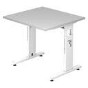 Hoogteverstelbaar bureau MEGA 8 W met grijs bureaublad en wit onderstel van hjh OFFICE PRO